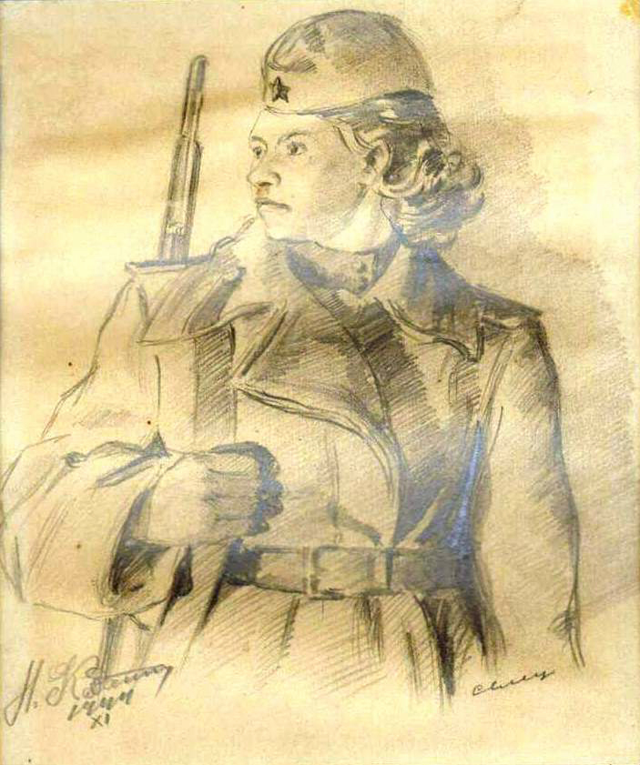 2. На посту. Г.К. Казанчан. Рисунок карандашный. 1944 г.jpg