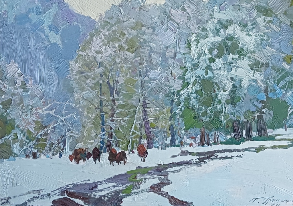 Зима в пейзажах П.М. Гречишкина